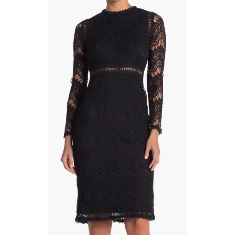 Love‎ by Design Lace Long Sleeve Cocktail Classic Chic Midi Dress SZ M